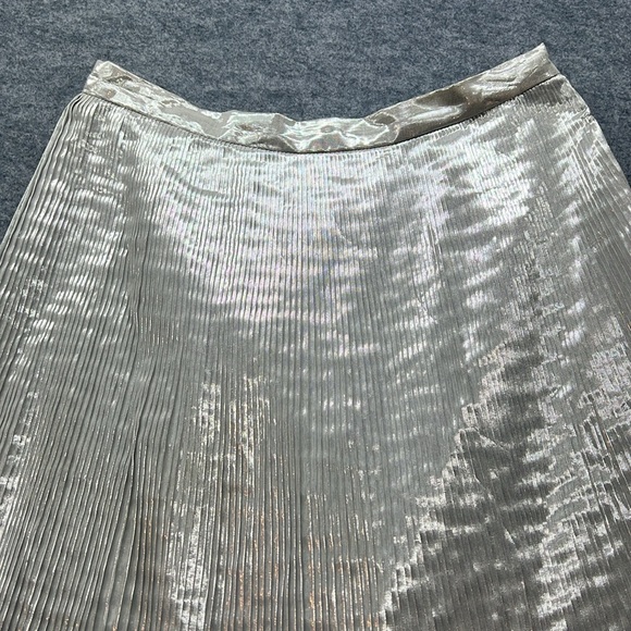 Talbots Metallic Silver Micro Pleat A-line Skirt - Picture 2 of 6